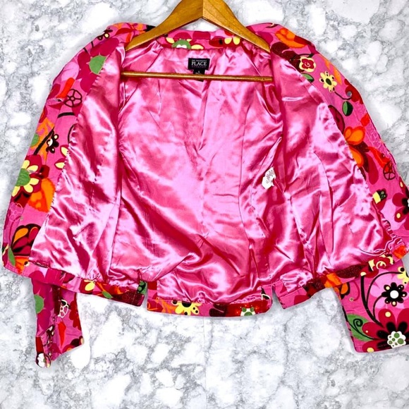 Children’s Place Girls Pink Floral Y2K Button Up Jacket Size L 10/12 - Picture 3 of 8